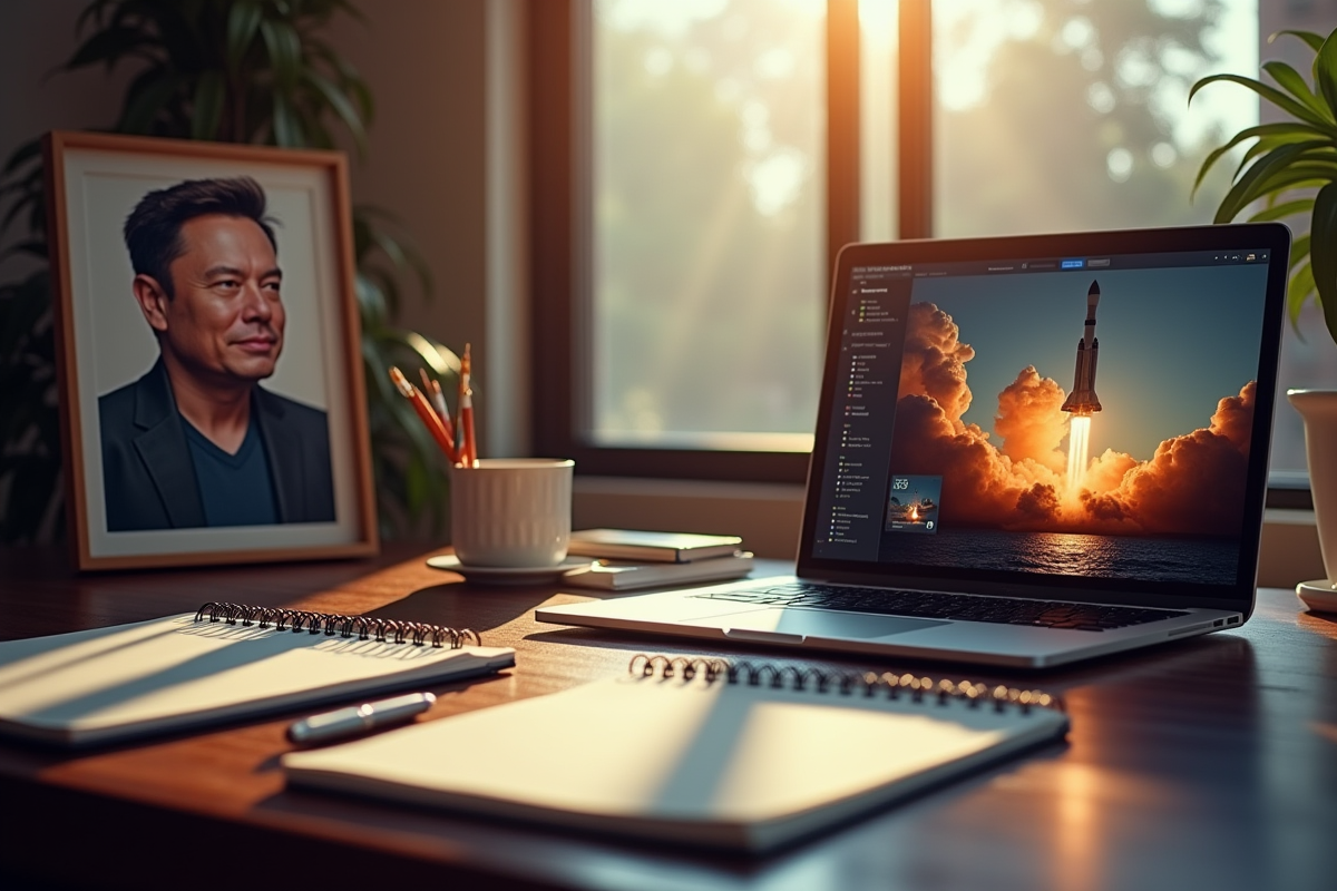 Espace de travail avec portrait d