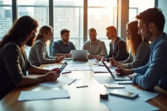 Equipe de professionnels brainstorming sur la propriété intellectuelle