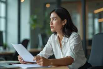 Femme en démission dans un bureau moderne