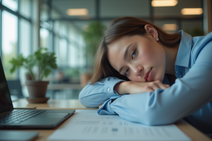 Jeune femme professionnelle en pause dans un bureau