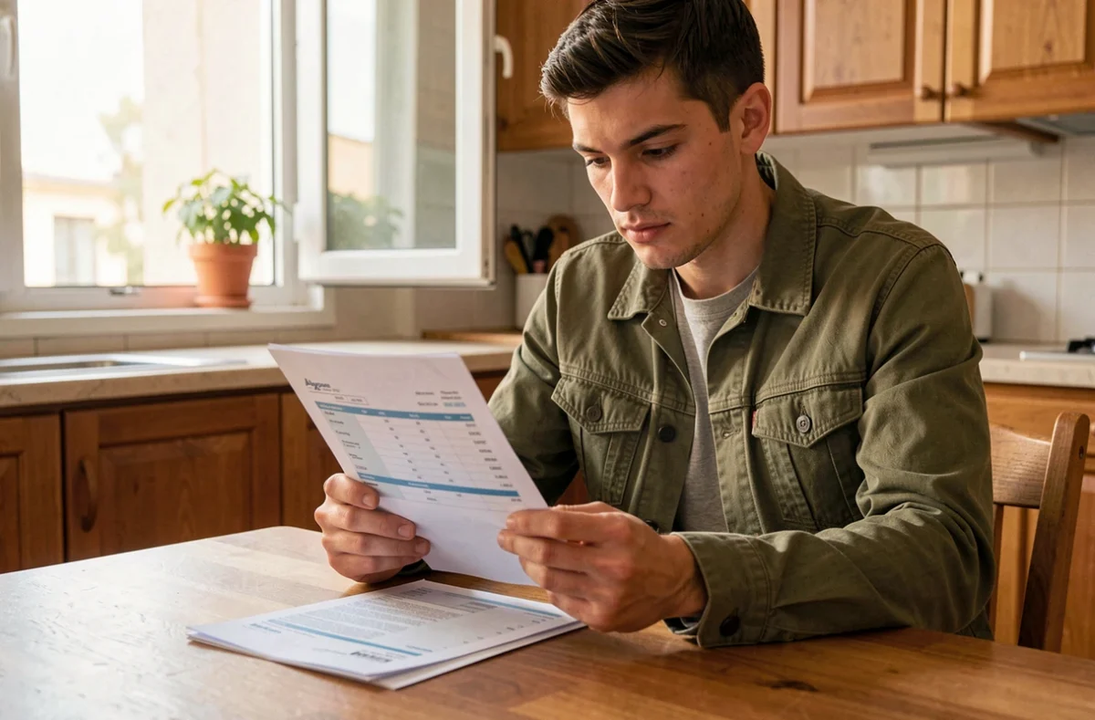 Jeune agent public consultant sa fiche de paie et grille salariale de catégorie C à domicile