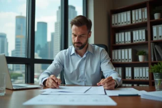 Homme d'affaires en réunion dans un bureau moderne