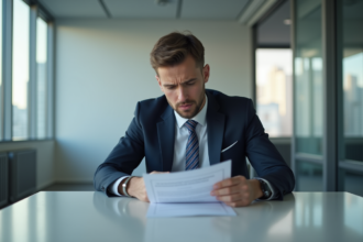 Jeune homme en costume lors d'un entretien d'embauche