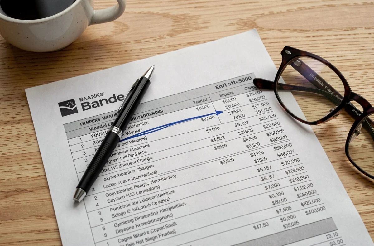Relevé bancaire posé sur une table avec une transaction encerclée correspondant à Infinite Remit Services Co