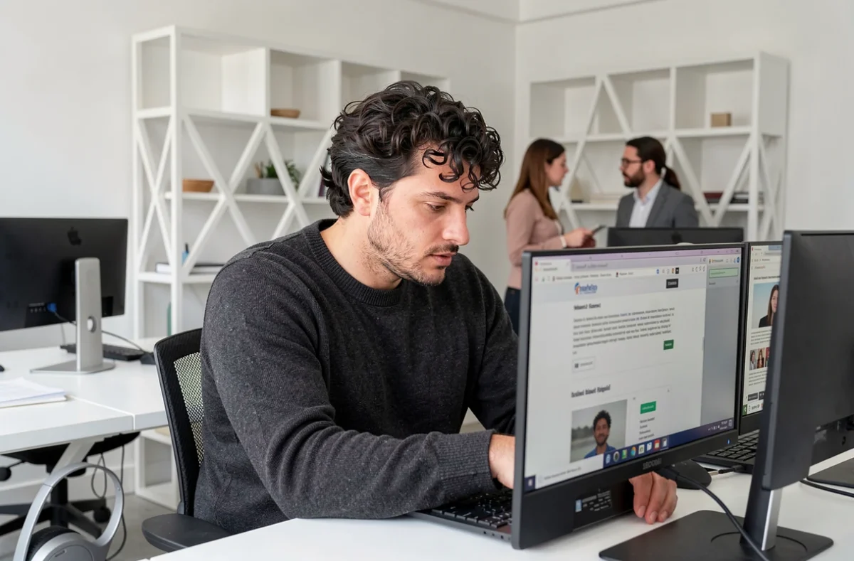 Équipe de l'agence web Simplement à Marseille travaillant sur une interface de site spécialisé