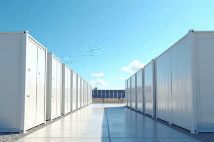 Installation moderne de stockage d energie lithium avec panneaux solaires